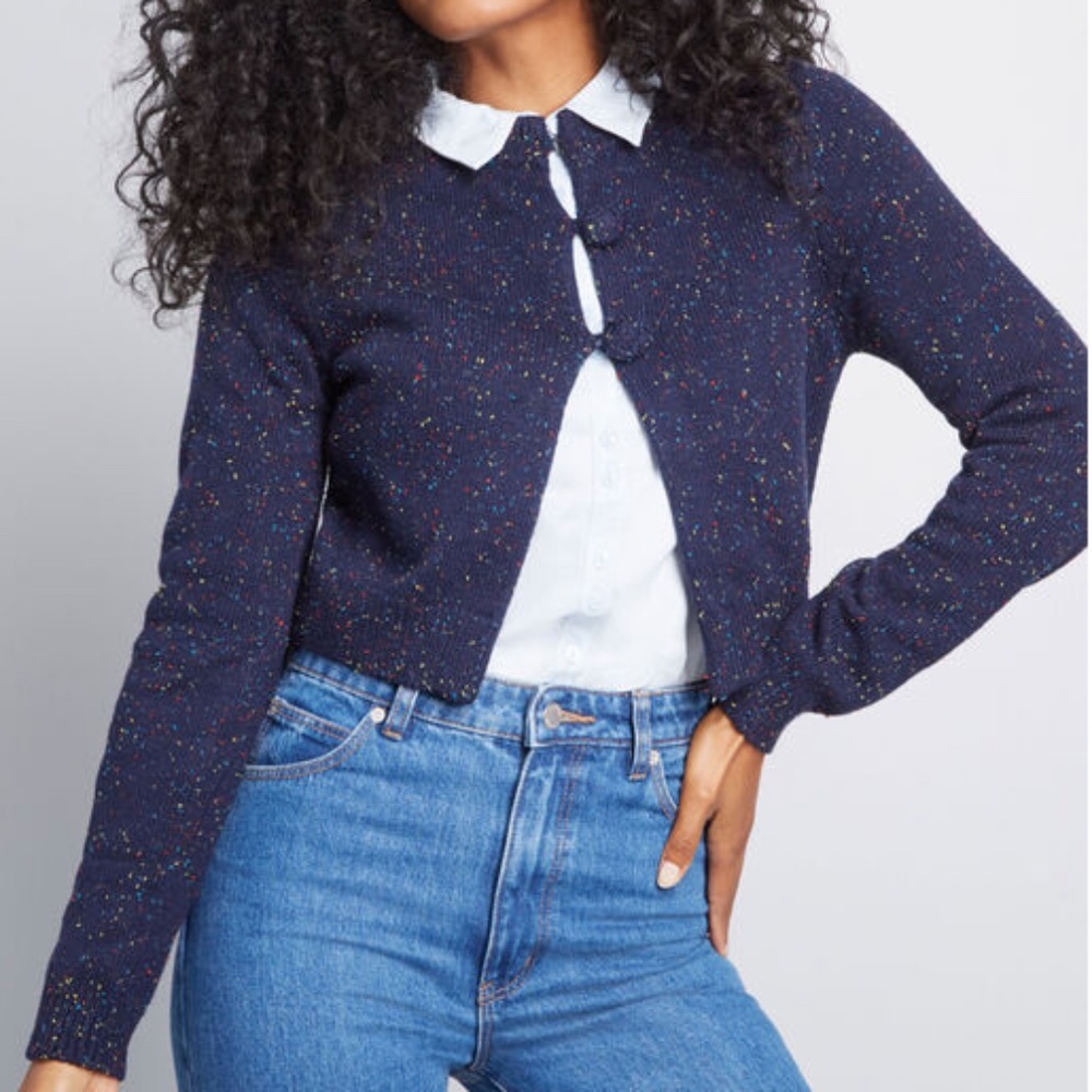 MODCLOTH Sz Small Speckled Retro Crop Cardigan